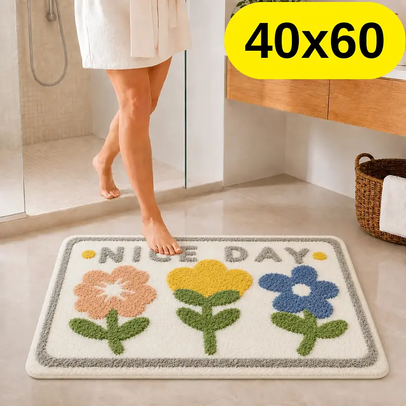 Стильний та практичний килимок для ванної кімнати 40×60 см зі кашеміру — м’який, антиковзкий, вологопоглинаючий KT9000051 - фото 2