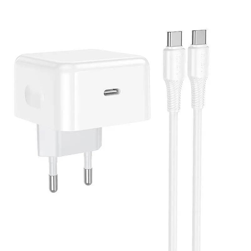 Адаптер мережевий HOCO C to C cable Speed single port PD charger set C161A 1Type-C, 40W/3A, PD/QC