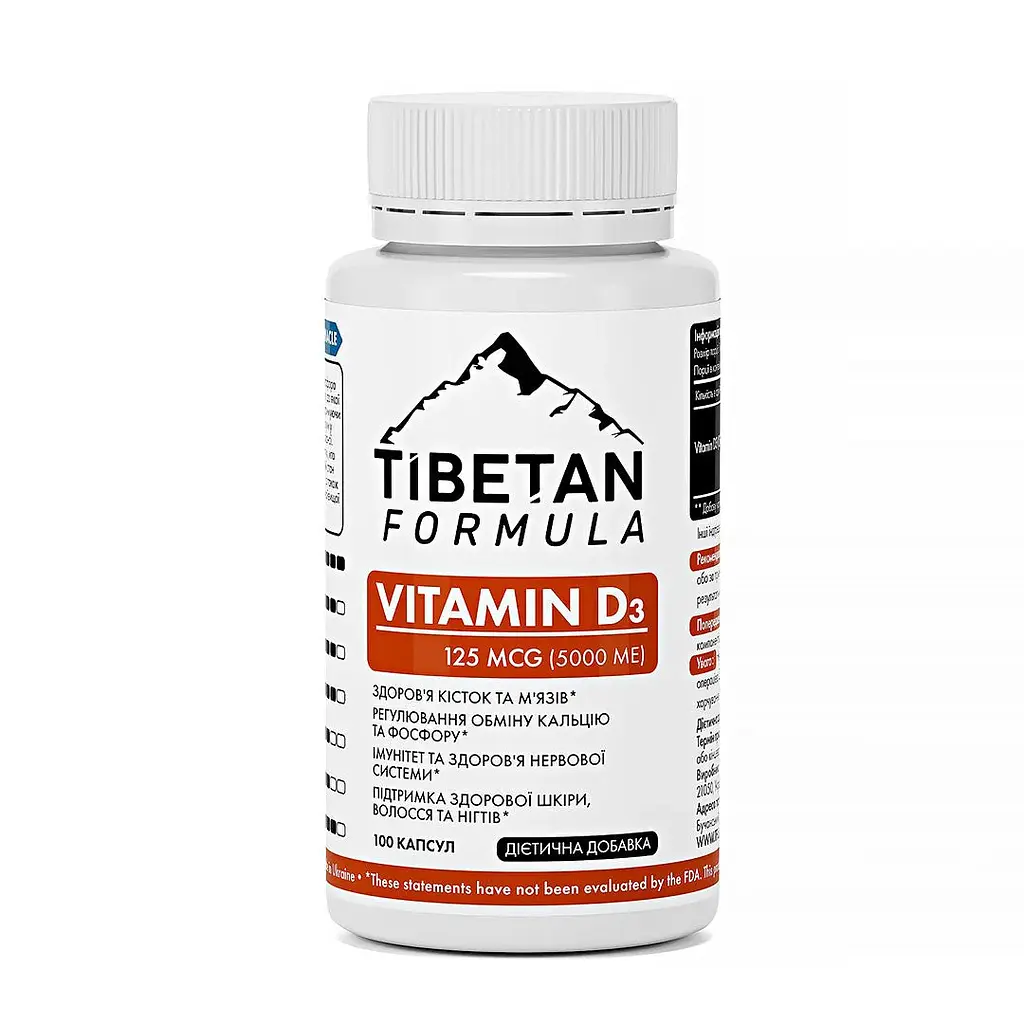 Вітамін Tibetan Formula D3 5000 МО 125 мкг 100 капсул
