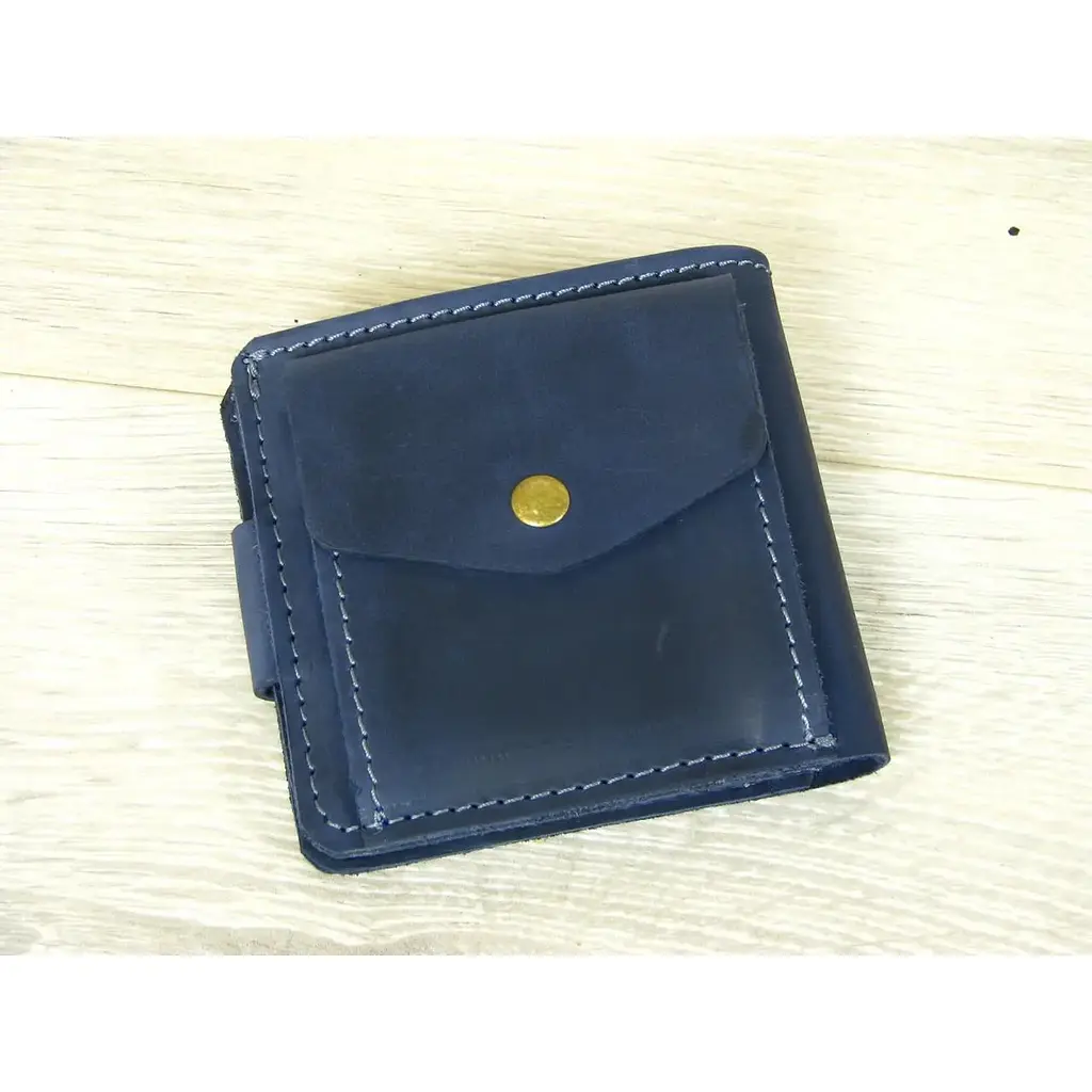 Кошелек GS кожаный синий - фото 6