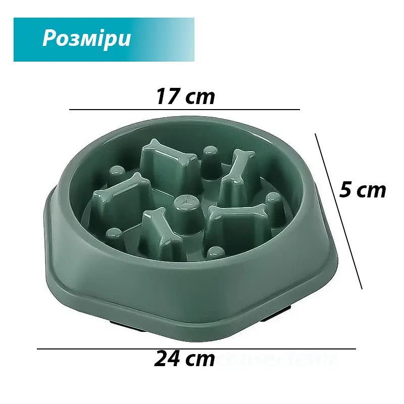 Миска для повільного годування для собак EcoToys пластикова оливкова 23.5х4.5 см 6878 - фото 2