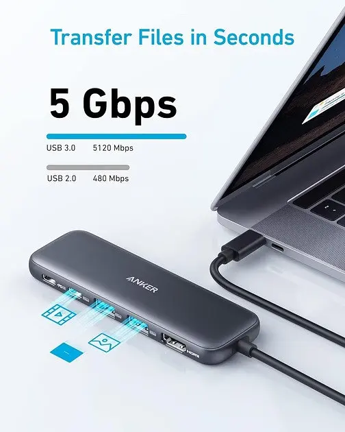 Мультипортовий адаптер - хаб - порт реплікатор Anker 332 Usb-C Hub 5-in-1 (A8355011) - фото 4