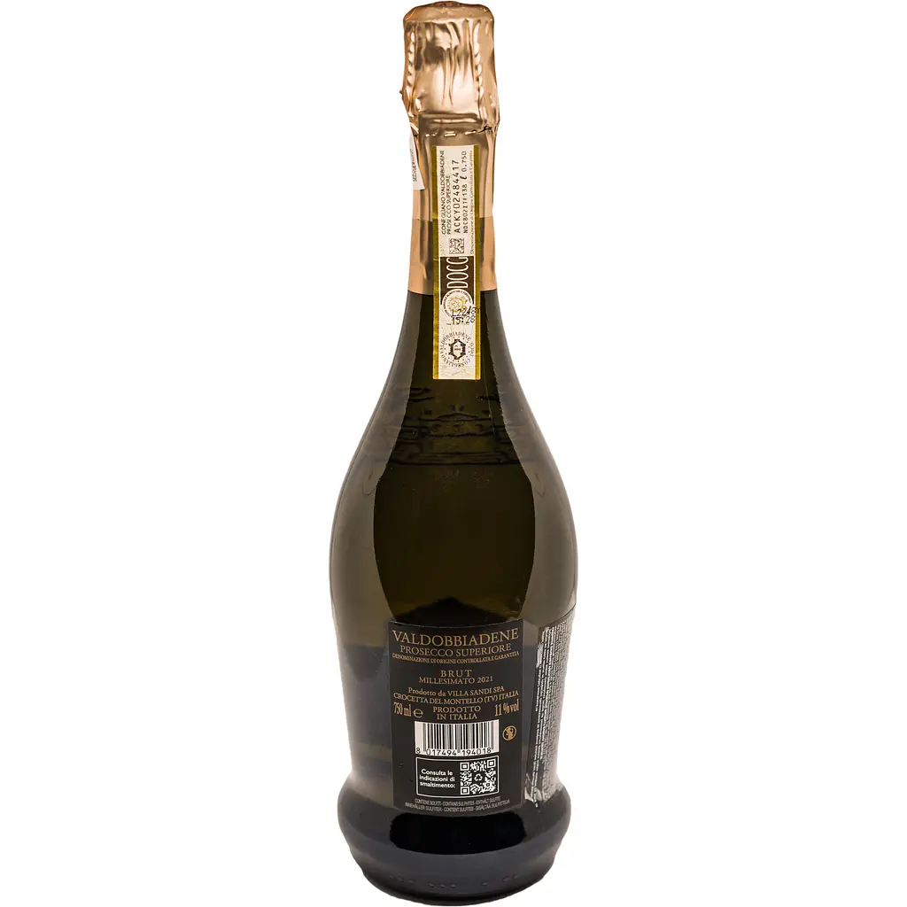 Игристое вино Villa Sandi Valdobbiadene Prosecco Superiore DOCG Brut Millesimato, белое, брют, 0,75 л - фото 2