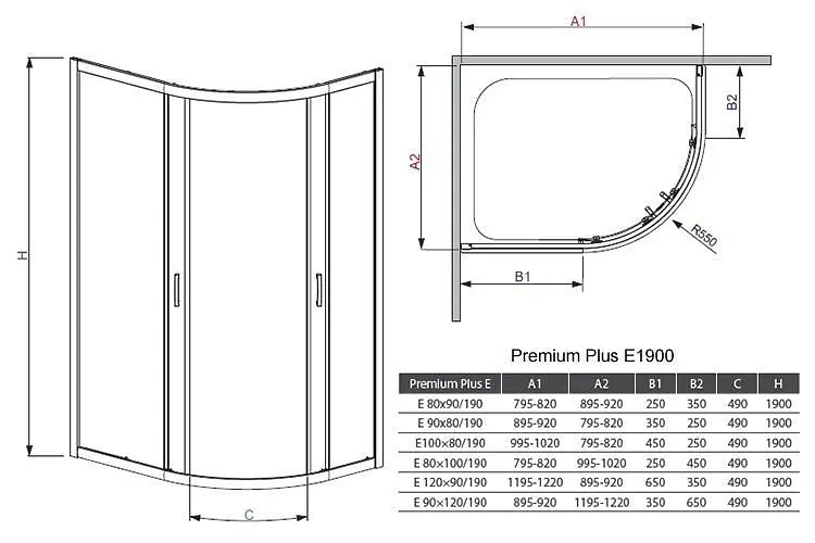 Душова кабіна Radaway Premium Plus E 120x90x190 скло фабрік 30493-01-06N - фото 4