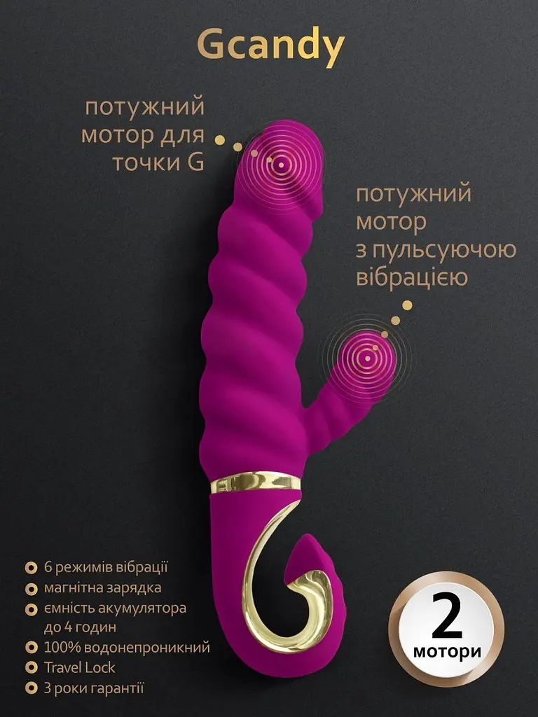 Вібратор-кролик Gvibe з витим стволом GCandy, 22х4.5 см - фото 2