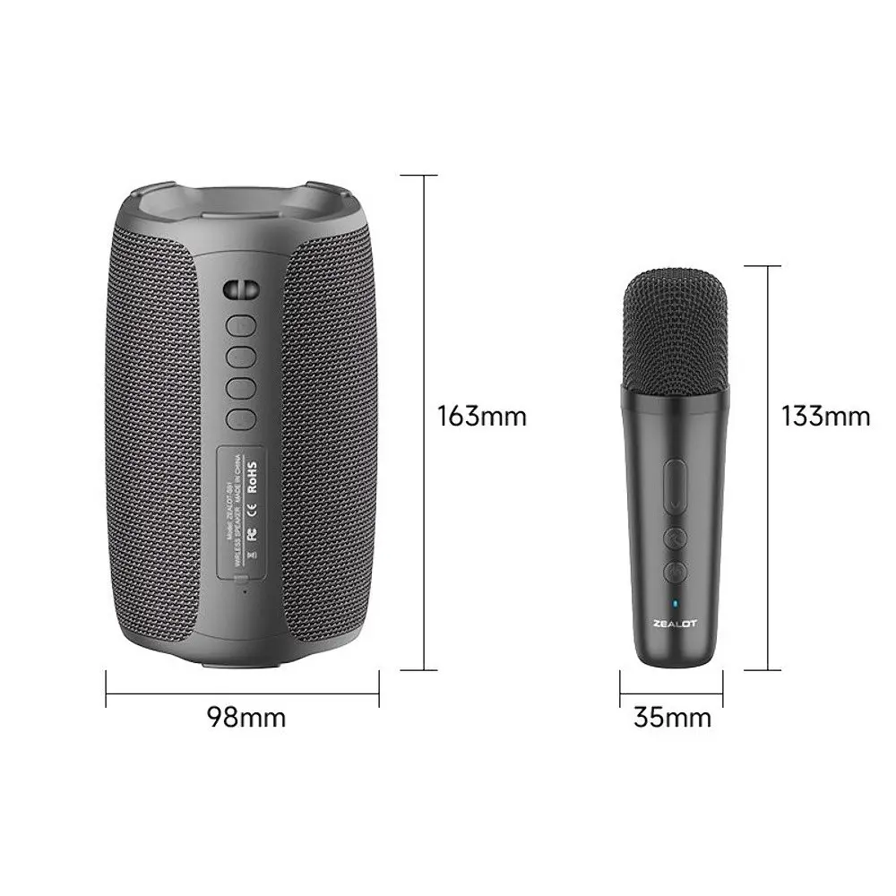 Портативна bluetooth колонка Zealot S61M з LED підсвічуванням + мікрофон чорний - фото 7