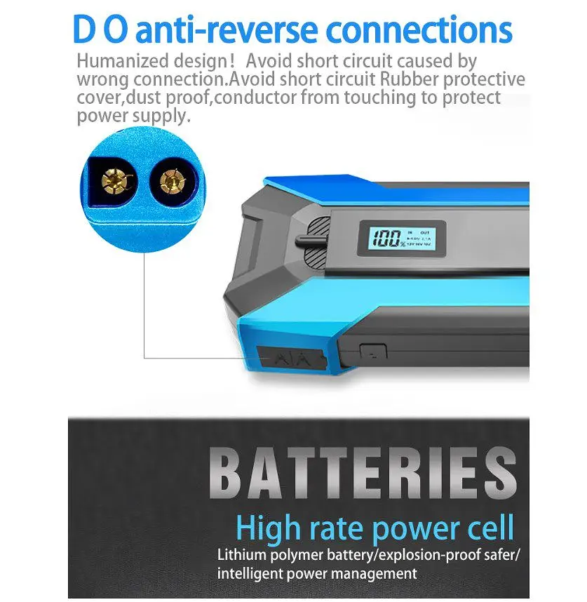 Пускозарядное устройство (бустер) Voltronic A12 12V, powerbank Jump Starter пусковой ток 1000А - фото 5
