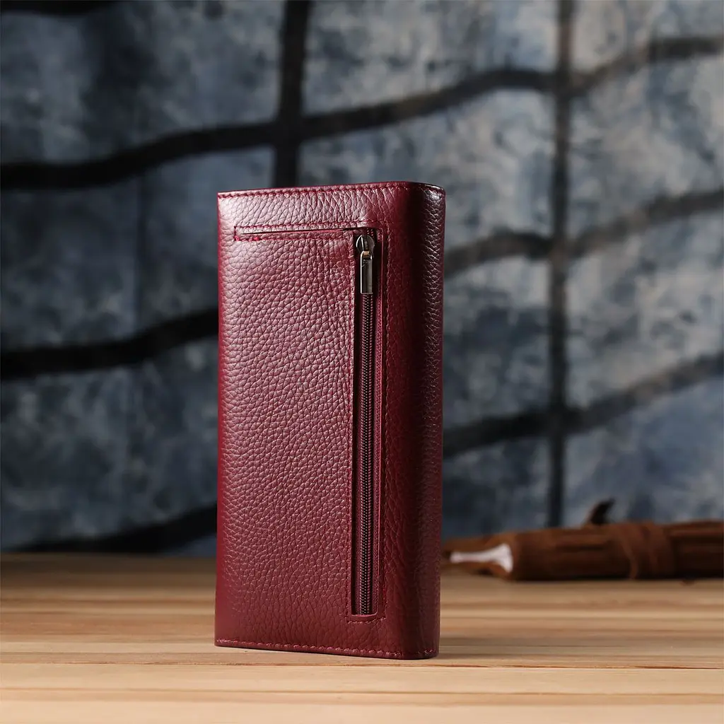Практичний гаманець для жінок із натуральної шкіри ST Leather 23098 бордовий - фото 10