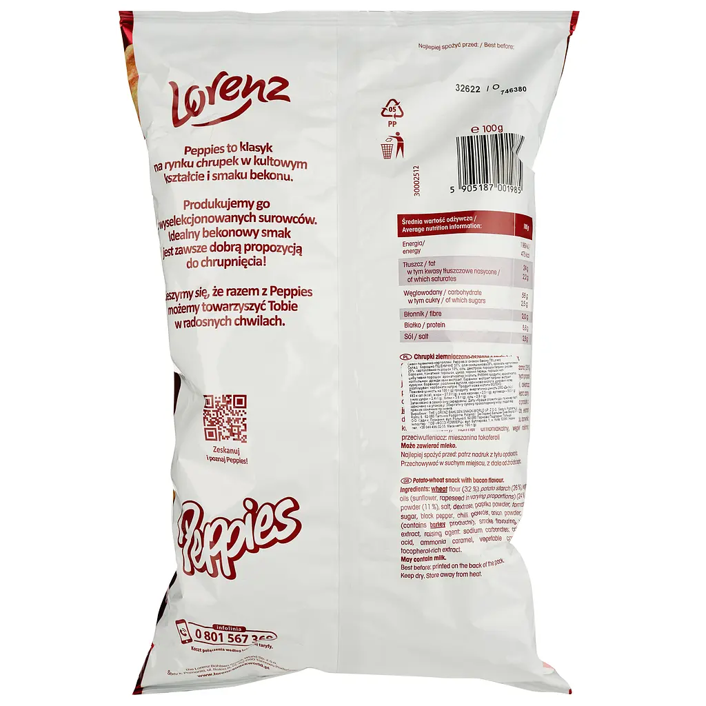 Снеки Lorenz Peppies со вкусом бекона 100 г (929361) - фото 2