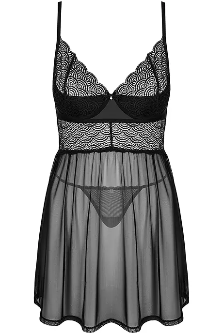 Комплект Obsessive Chemeris babydoll (Чорний, XS/S) Obsessive 101316 96927 - фото 4