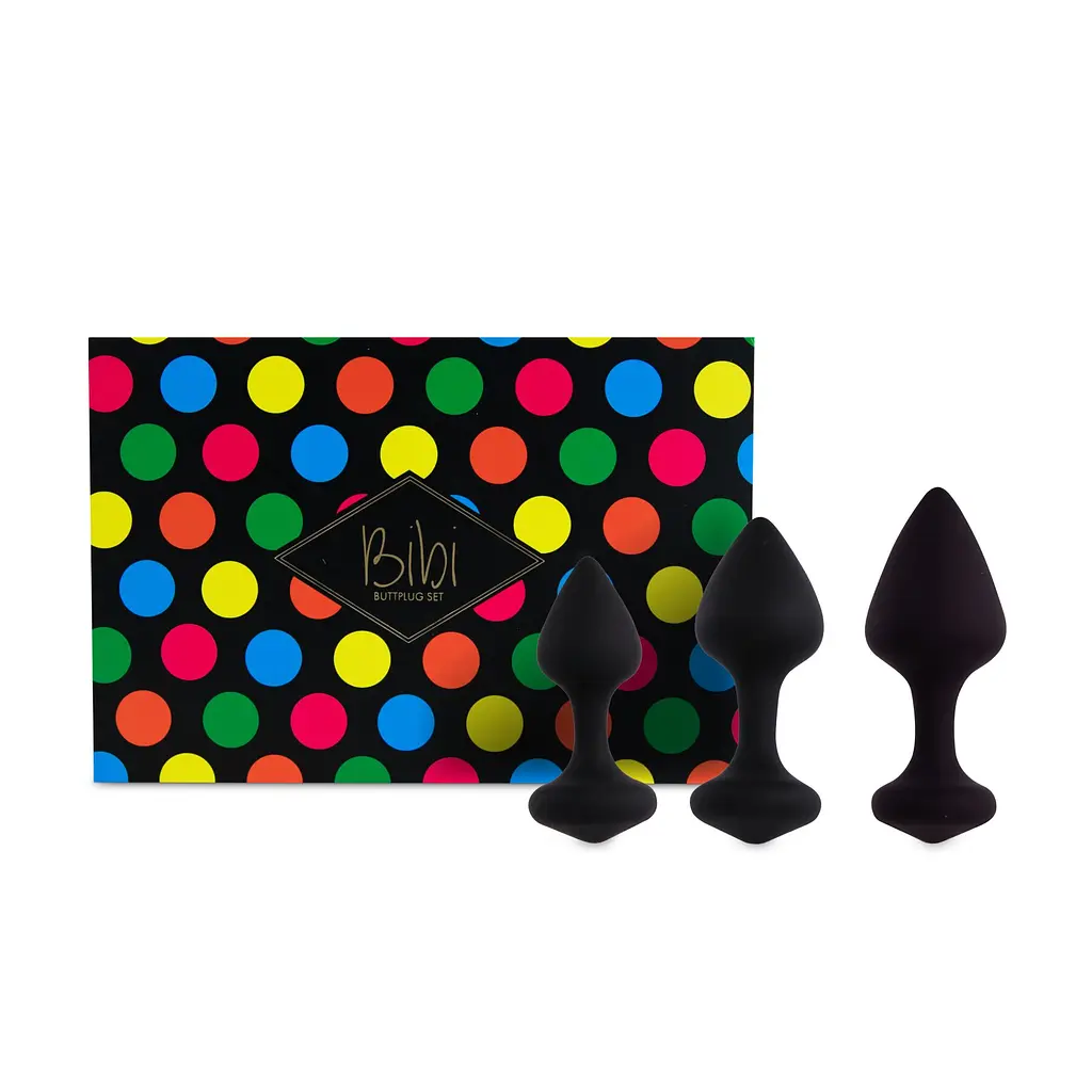Набір силіконових анальних пробок FeelzToys Bibi Butt Plug Set 3, 3 шт, чорний - фото 2