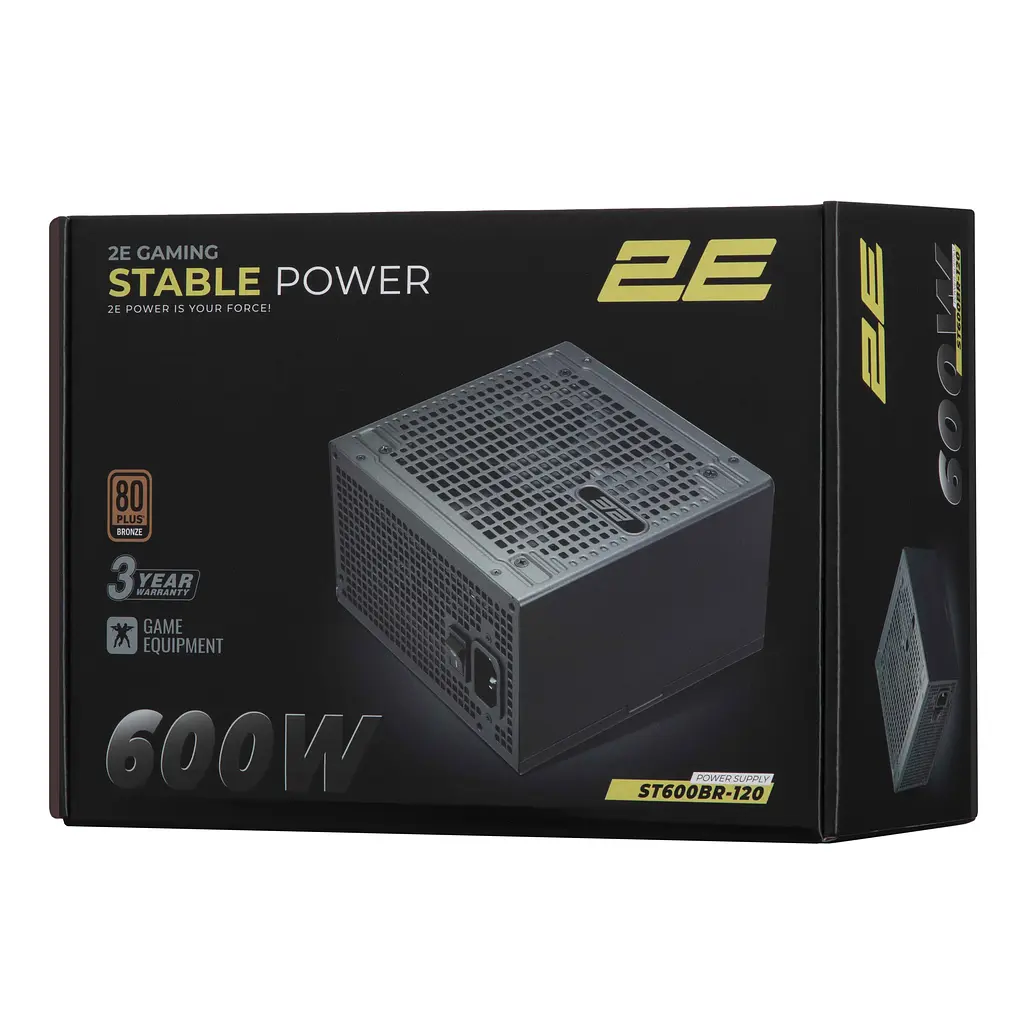 2E Gaming Блок живлення 2E GAMING Stable Power ATX3.1 (600W), >85%, 80+ Bronze, 120мм, 1xMB 24pin(20+4), 2xCPU 8pin(4+4), 3xMolex, 6xSATA, 2xPCIe 8 - фото 9