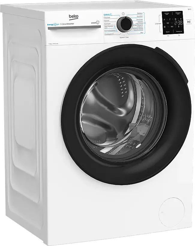 Beko Пральна машина фронтальна, 8кг, 1000, A, 55см, дисплей, інвертор, пара, білий - фото 4