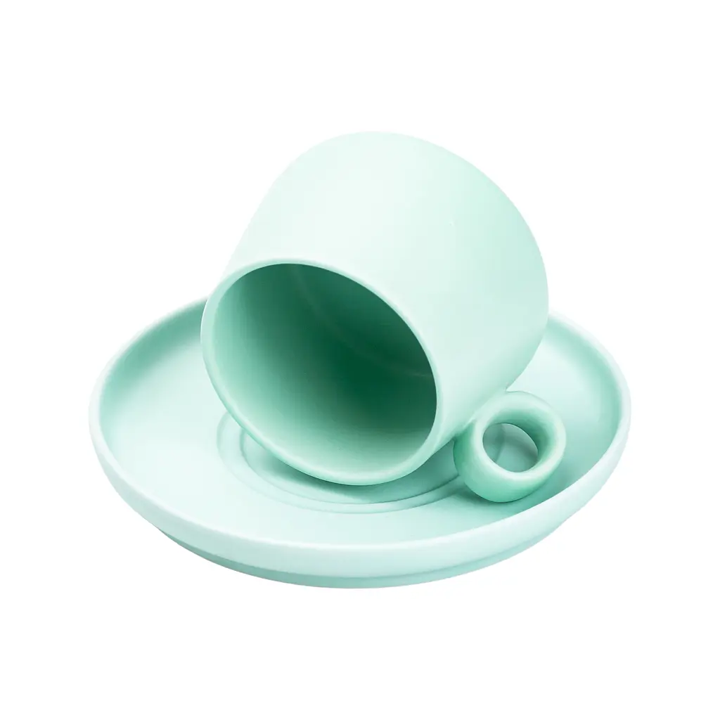 Чашка с блюдцем Happy Life в нордическом стиле керамическая 300 мл мятная HP7209TU - фото 2