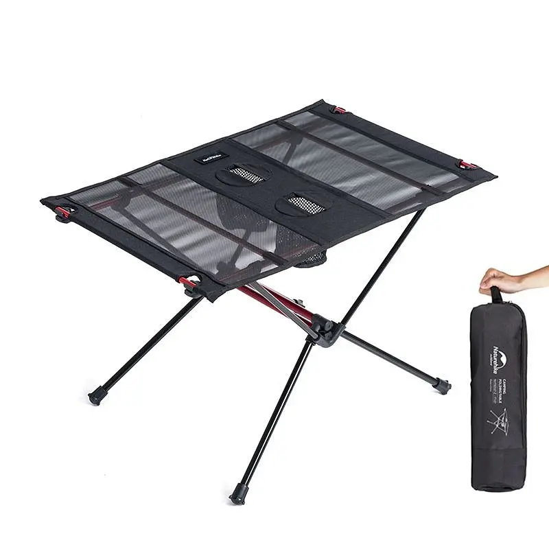 Раскладной туристический стол облегченный Naturehike NH19Z027-Z сетка-карбон (Черный) - фото 2