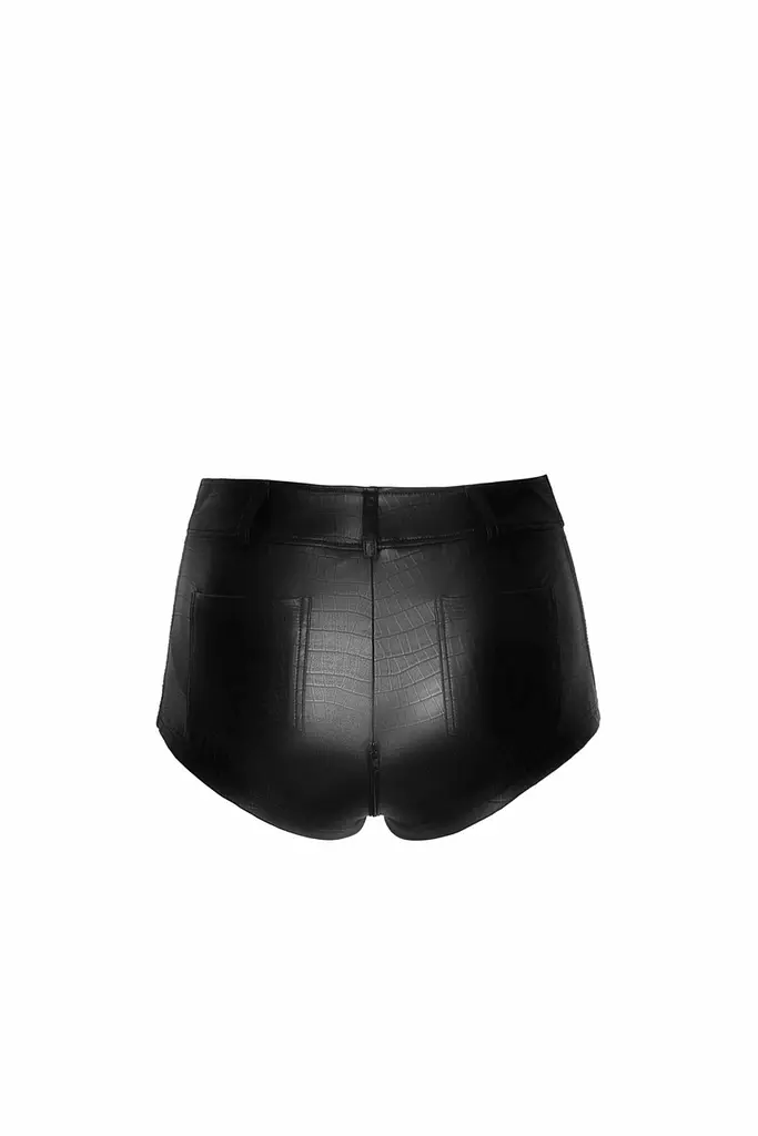 Шортики Noir Handmade F318 Wild, 3XL, black, під латекс, крокодиловий принт, з доступом - фото 6