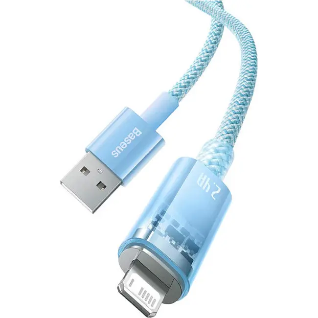 Кабель Baseus Explorer Series Fast Charging Cable with Smart Temperature Control Cable USB to Lightning 2.4A 1m CATS010003 Blue - фото 2
