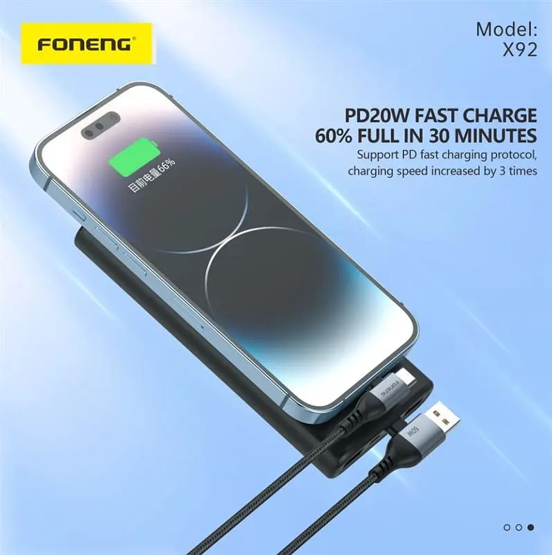 Кабель Foneng X92 4-in-1 (60W) USB/USB-C - USB-C/Lightning (M/M), 1 м, Чорний (X92-CA-FIO) - фото 2