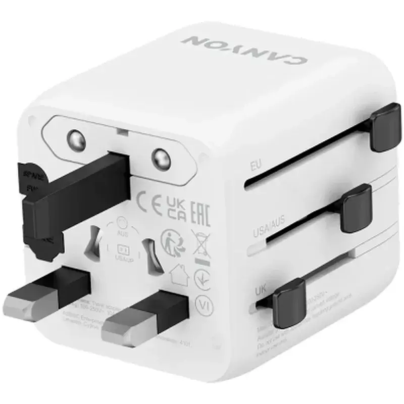 Перехідник Canyon Travel Adapter OnTour One EU/UK/US/AUS White (CNS-TA1005W) - фото 2