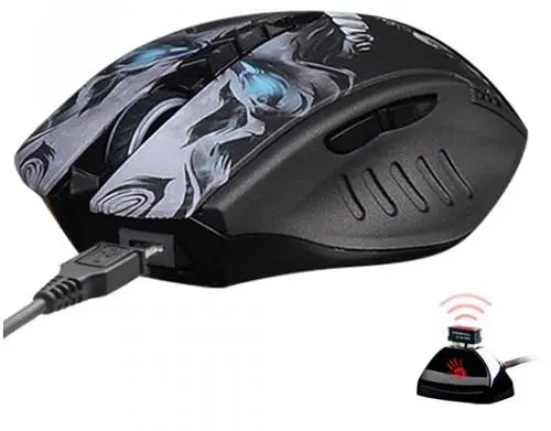 Миша Bloody R80 Plus Skul Black, Laser, Wireless+USB, 4000 cpi, metal feet, підсвічування - фото 2