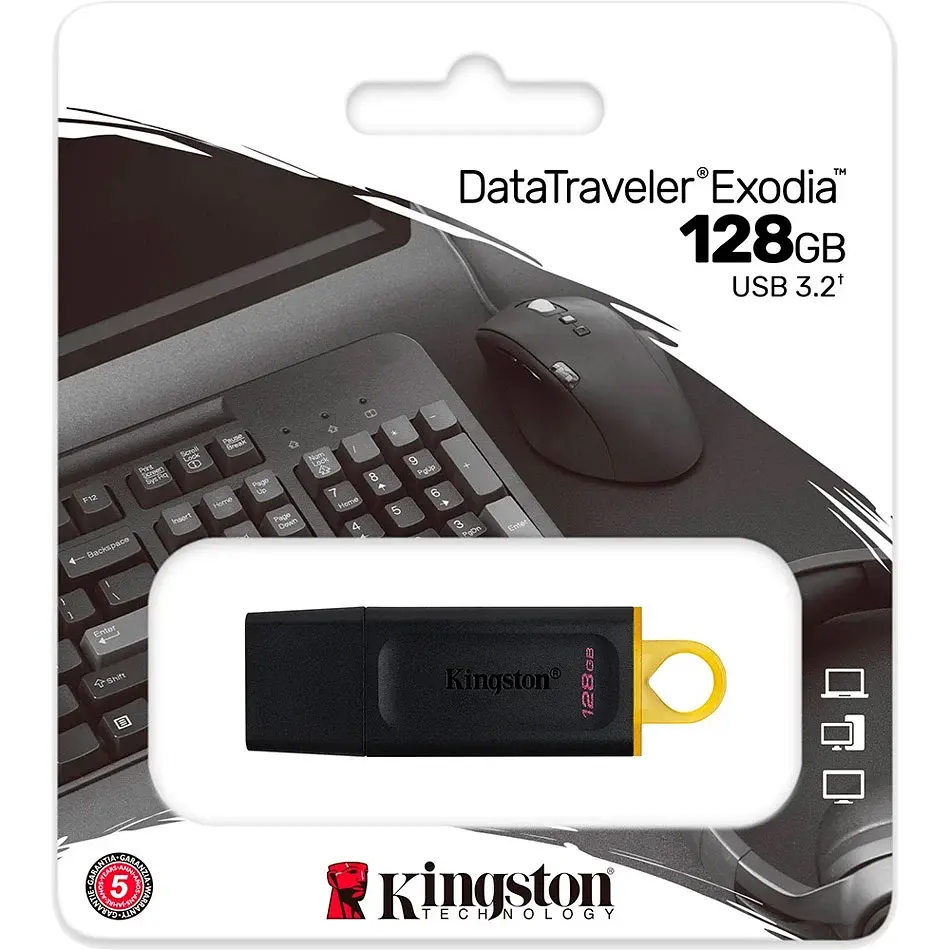 USB Flash 128GB USB 3.2 Kingston DataTraveler Exodia (DTX/128GB) Black/Yellow - фото 2