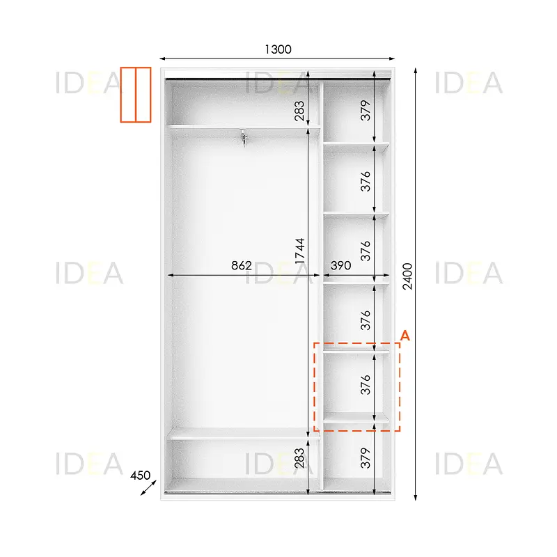 Шафа-купе Idea серія 1 130 x 45 x 240 см Білий - фото 2