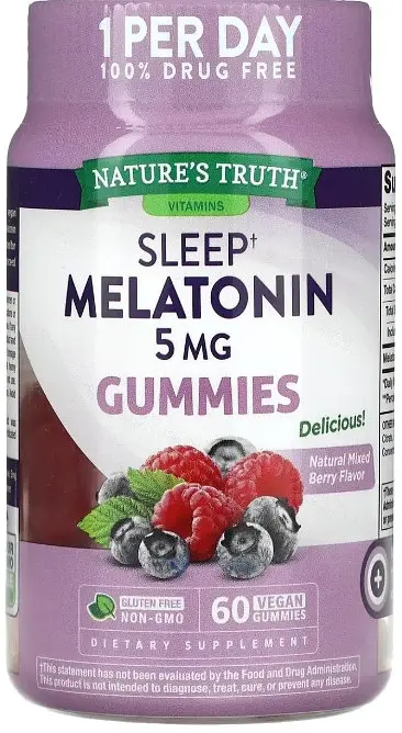 Мелатонін для сну Nature's Truth Sleep Melatonin 5 мг 60 жув цук ягідний