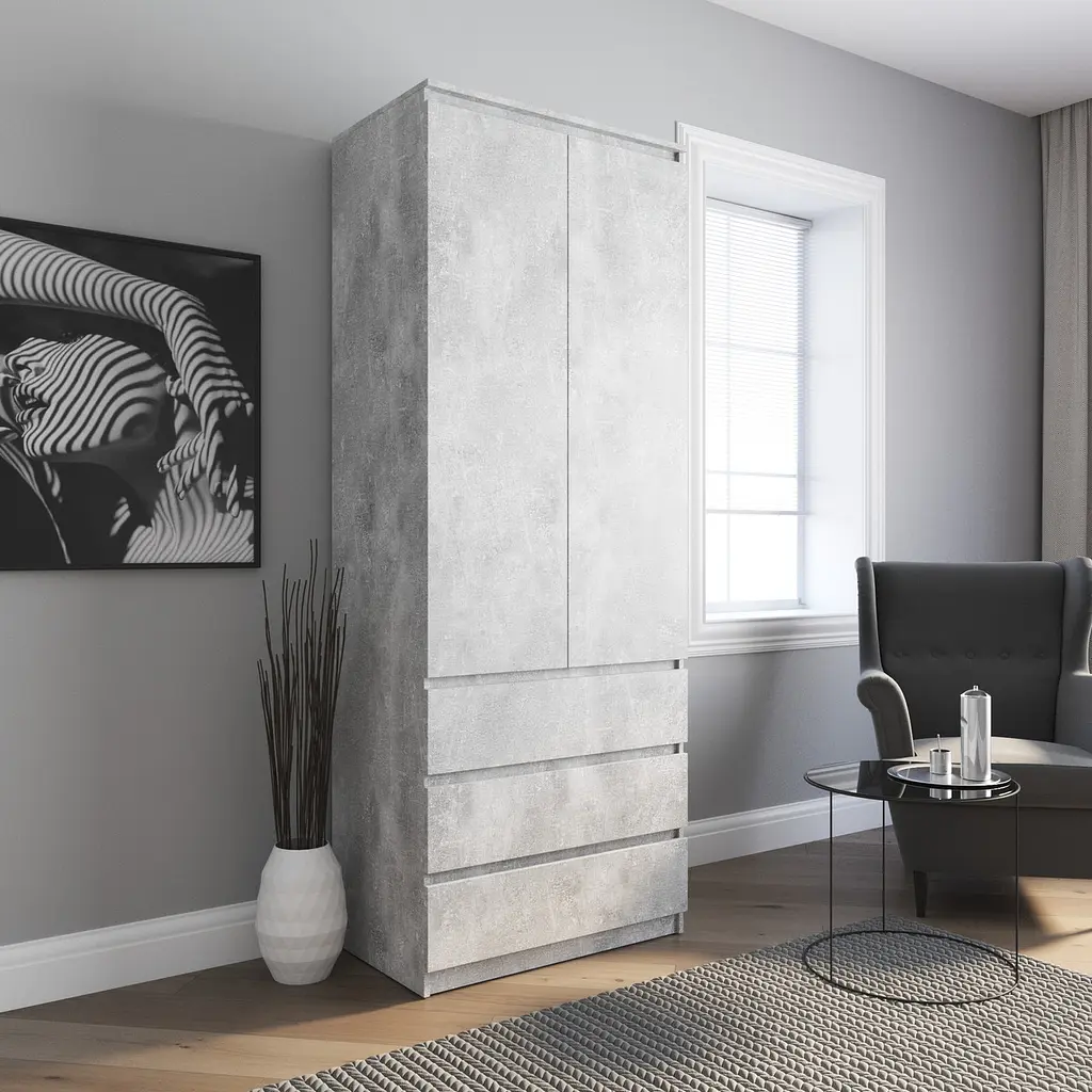 Шафа для одягу Vays R-9, 3 шухляди, штанга, без ручок, ЛДСП, 80×50×211 см – для спальні, вітальні, передпокою - фото 10