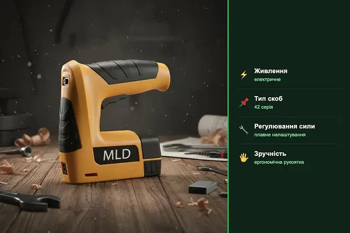 Електростеплер акумуляторний MLD AT-ST42 для скоб і цвяхів - фото 2