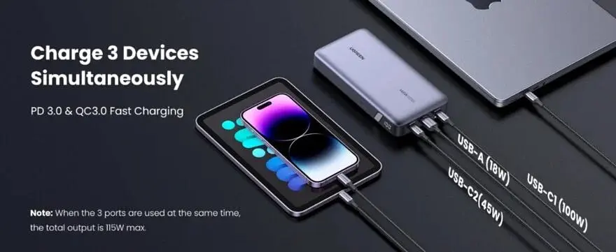 Внешний аккумулятор Ugreen Power Bank 90597A 145W 25000mAh - фото 4