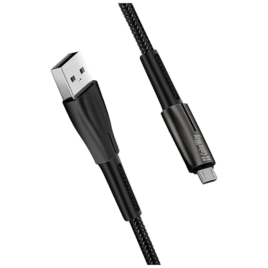Дата кабель USB 2.0 AM to Micro 5P 1.0m zinc alloy + led black ColorWay (CW-CBUM035-BK) - фото 6