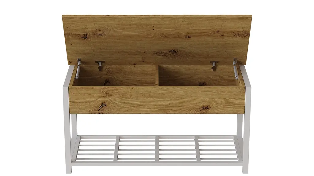 Банкетка с ящиком Ferrum-decor Дрейк 1 550x1000x400 металл Белый ДСП Дуб Артизан 16 мм (FRD-103057) - фото 4