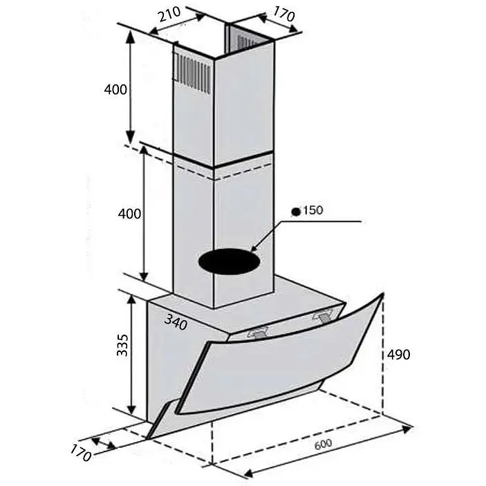 Вытяжка Ventolux Wave 60 BK (900) TRC - фото 8