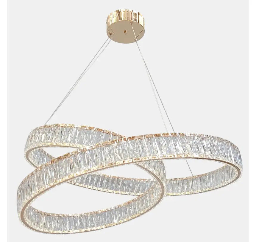 Підвісна кришталева LED-люстра Artlight 555-800GD з переплетеними кільцями, золото, 170 Вт, від 20-30 м² - фото 2