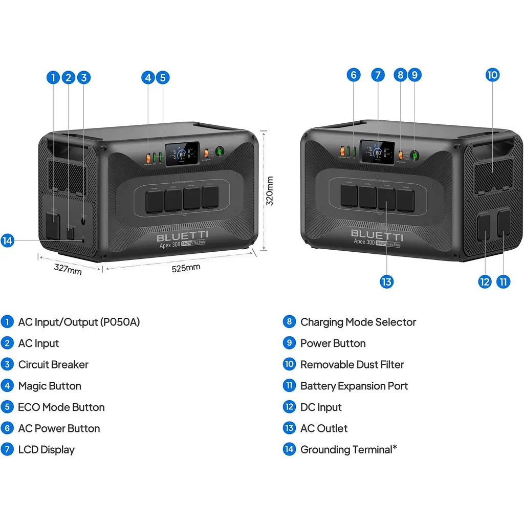 Зарядная станция BLUETTI APEX300 / 3840 Вт / 2764.8 Вт/ч / LiFePO4 (APEX300) UA - фото 8