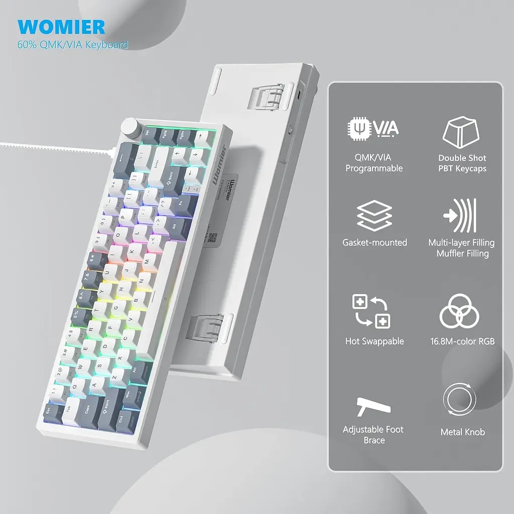 Ігрова механічна клавіатура Womier VK66 Pro / Дротове підключення / Womier POM Series Switches / Grey - фото 4