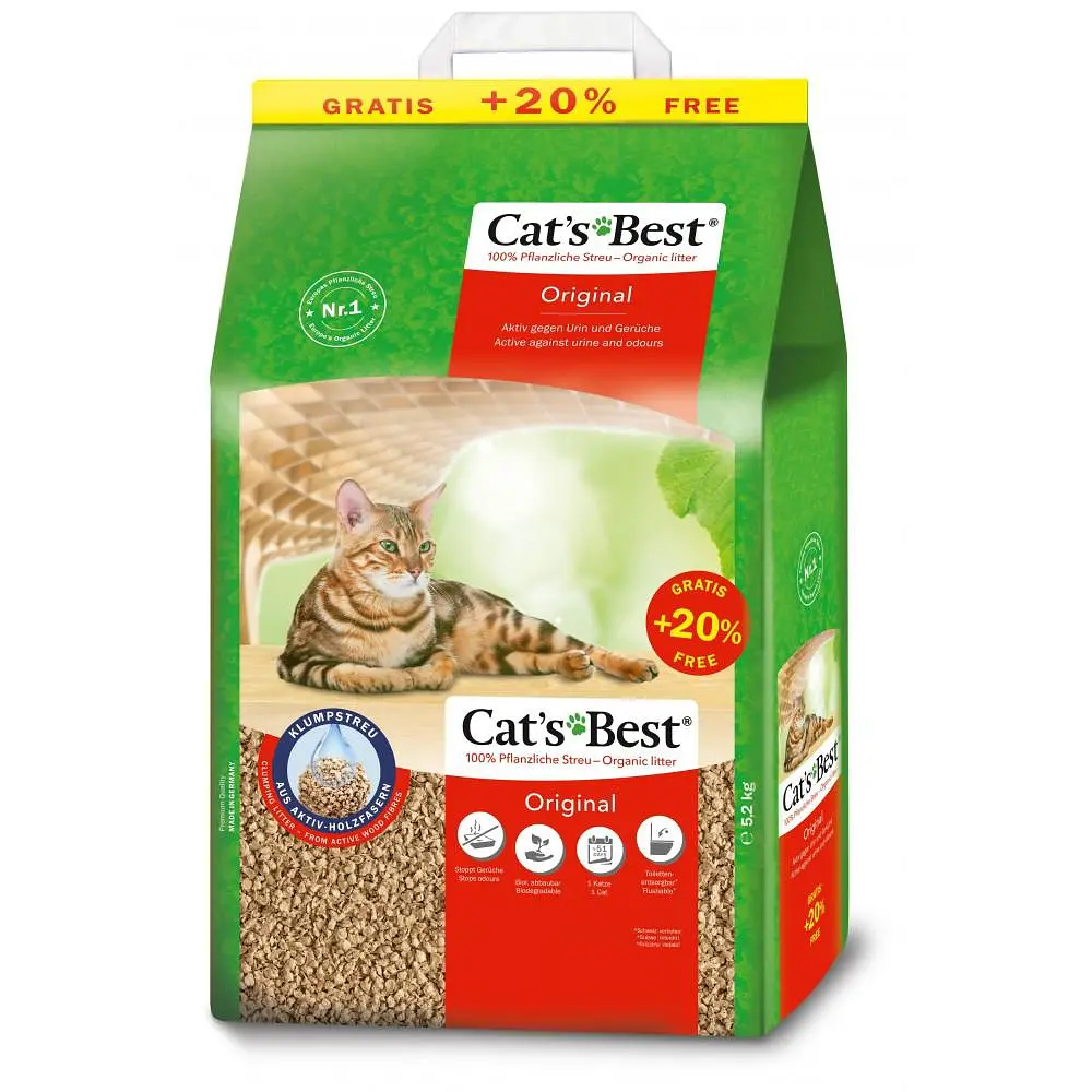 Наповнювач для котячого туалету Cat’s Best Original Еко Плюс деревний 10+2 л/5.2 кг (арт.JRS319116)