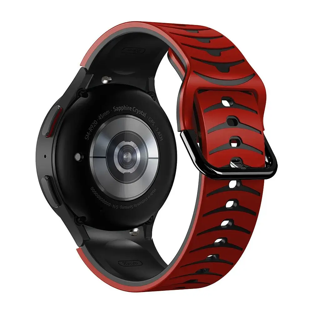 Ремінець для Samsung Galaxy Watch 4 40mm - червоно-чорний ширина кріплення 20мм силікон Watchbands Scales (W35-3WB39441171) - фото 2