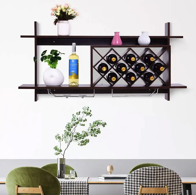 Настінна винна стійка Costway Kasta у стилі Loft - фото 5