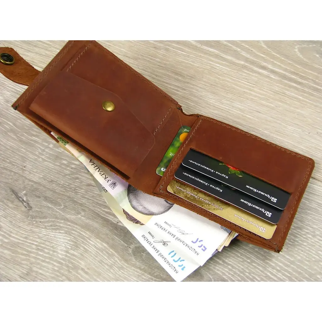 Женское портмоне GS кожаное коньячное - фото 2