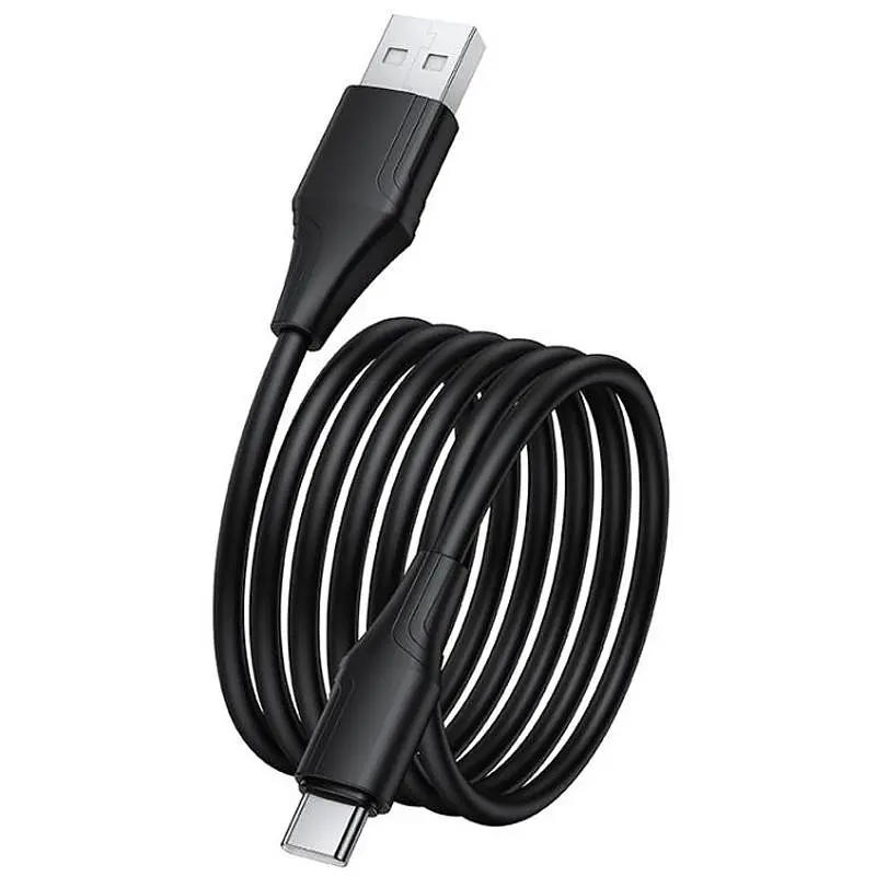 Дата кабель Hoco X124 Bien silicone USB to Type-C 3A (1m) Black - фото 2