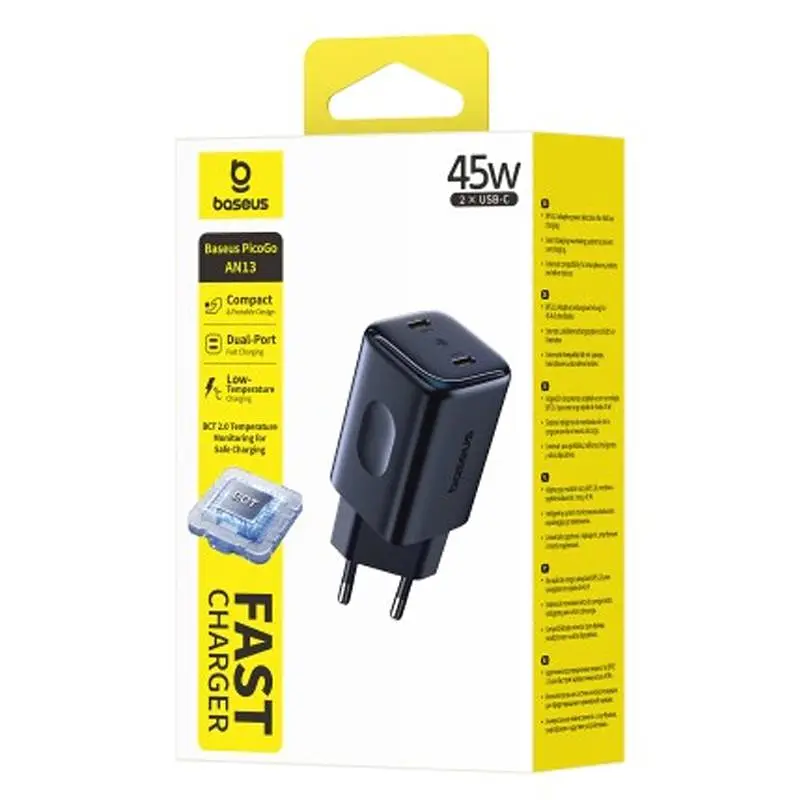 МЗП PicoGo AN13 Fast Charger 45W (2USB-C) (E0121F) Cosmic Black Baseus teh0029610 - фото 4