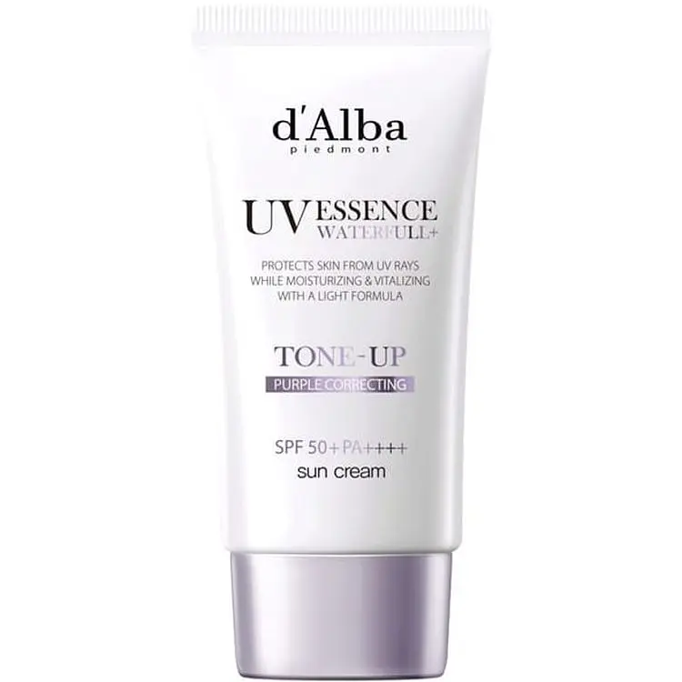 Легкий сонцезахисний крем з коригувальними властивостями D'Alba Waterfull Tone-Up Sun Cream Purple Correcting SPF 50+ PA ++++ 3 мл - фото 2