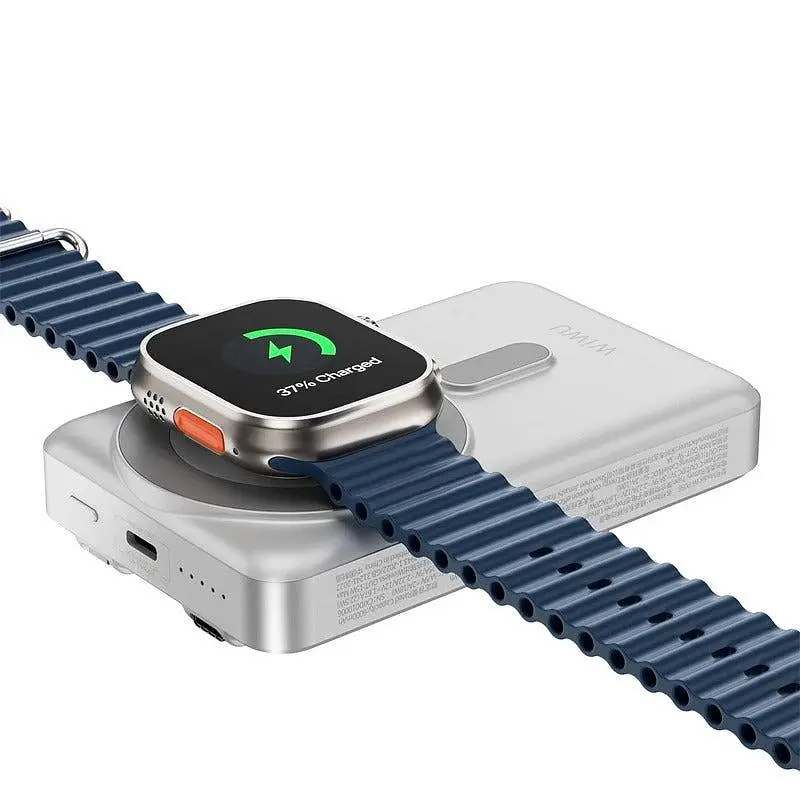 Портативный зарядный устройство Power Bank Wiwu Wi-P056 22,5 Вт + PD20 Вт с БЗП + iWatch с кабелем 10000 мАч Silver - фото 4