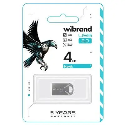 USB флеш накопитель Wibrand 4GB Hawk Silver USB 2.0 (WI2.0/HA4M1S) - фото 2