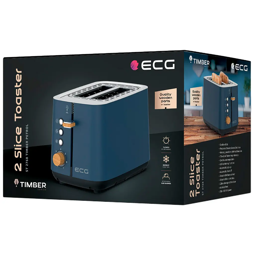 Тостер ECG ST 2768 Timber Petrol - фото 2