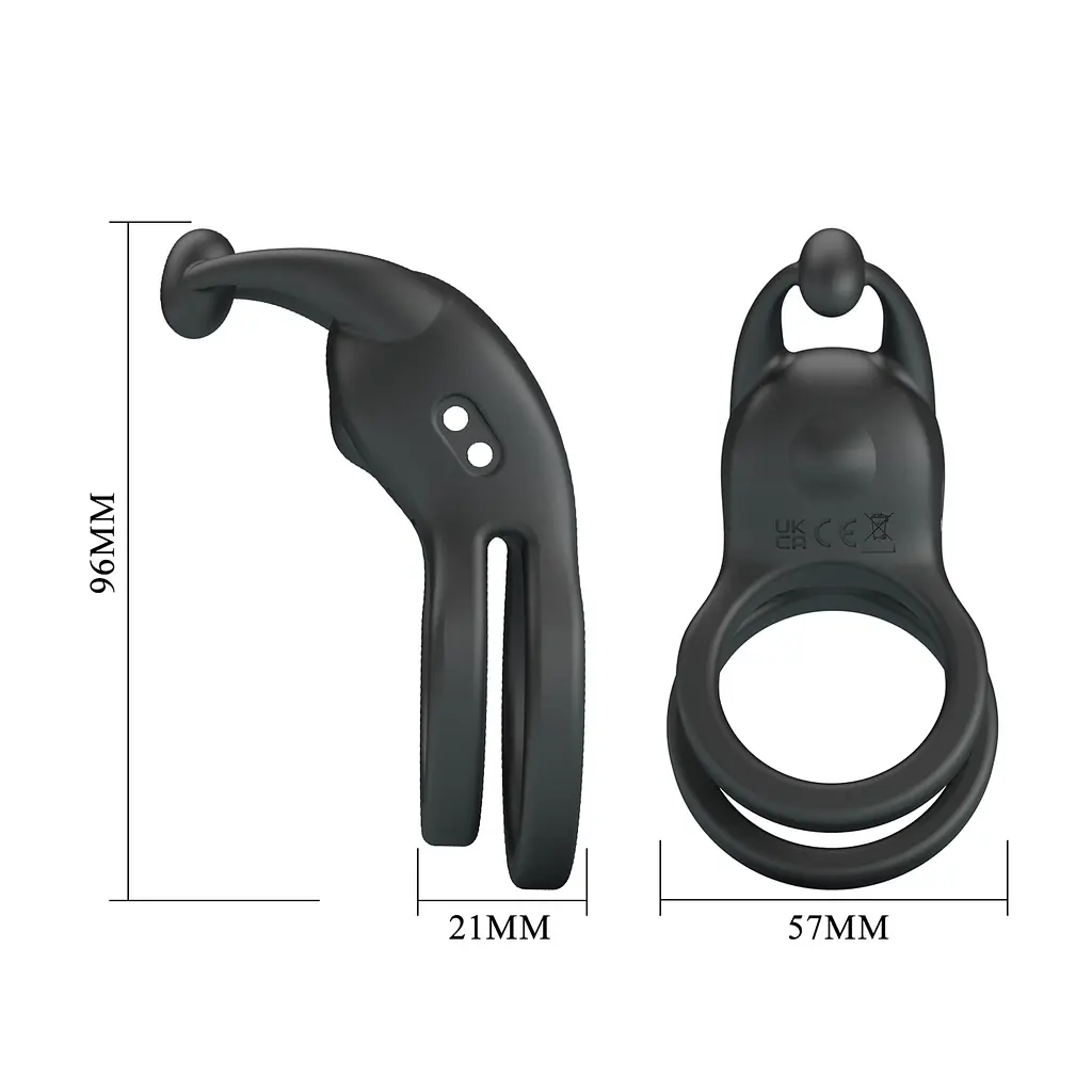 Эрекционное кольцо Pretty Love Goodwin Vibrating Double Penis Ring BI-210222 103652 - фото 5