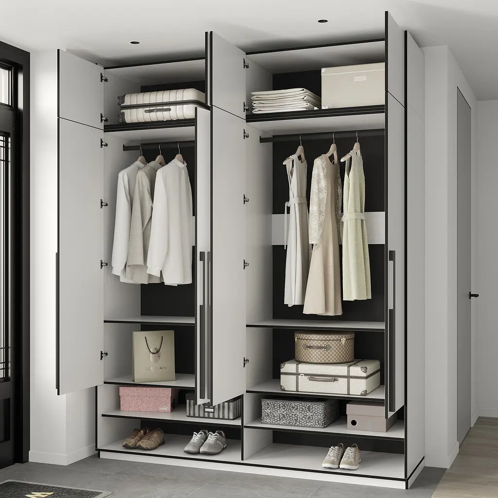 Шафа для одягу Flamecame зі штангами на 4 двері у передпокій FR-08 Бетон Темний - фото 4