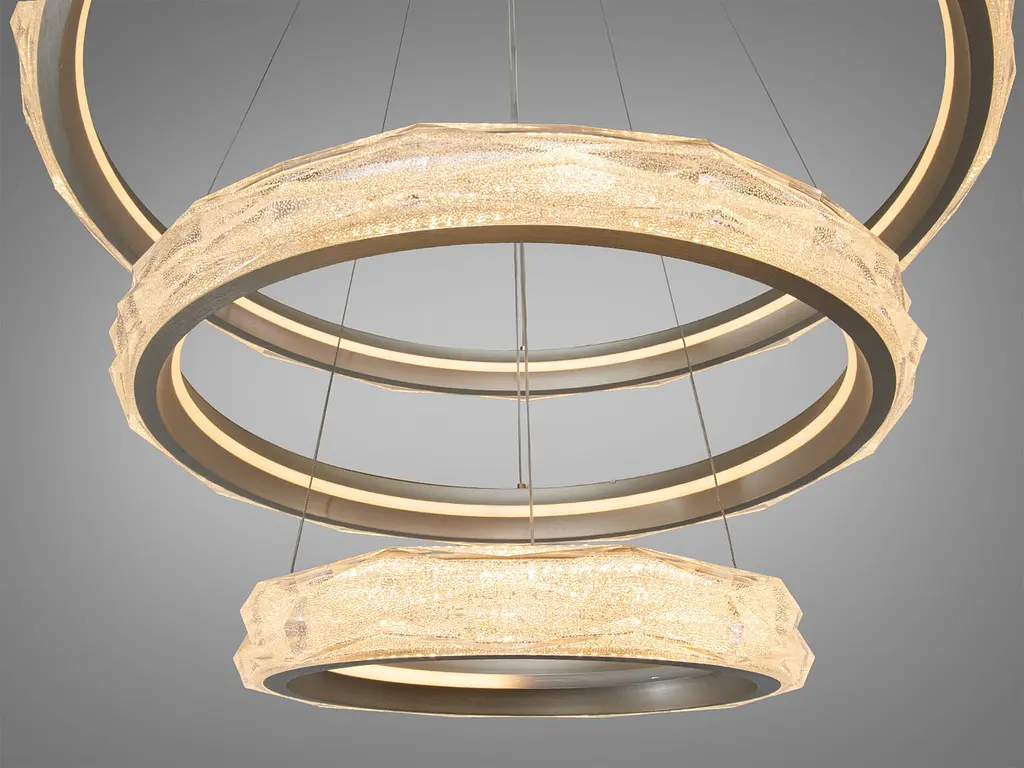 LED-люстра для залу Diasha 583-800+600+400G золото, 3 кільця, 250 Вт, 80 см, до 40 м2 - фото 4