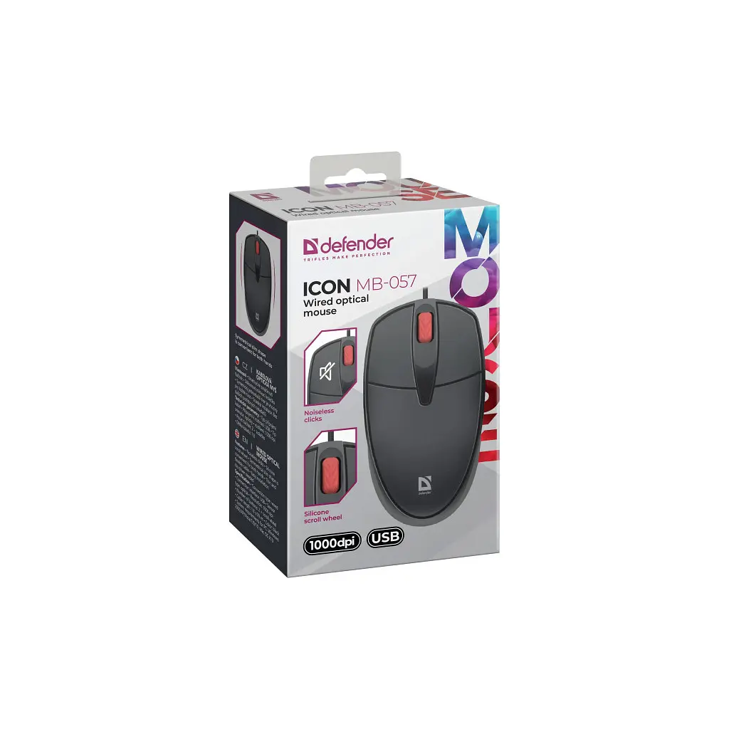 Мишка Defender Icon MB-057 USB Black (52057) - фото 5
